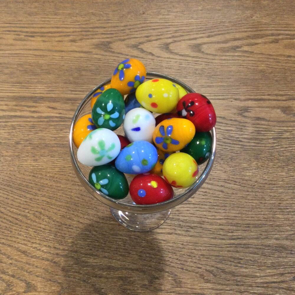 Mini Handblown Art Glass Eggs-lot of 25 Multicolor MCM Murano Style